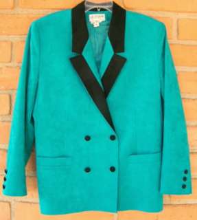 Green & Black Ladies Suede Jacket Coat size Large 14  