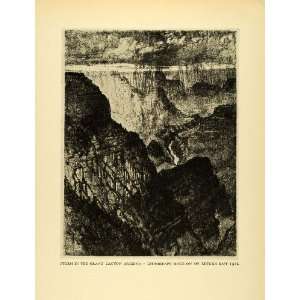  1925 Print Grand Canyon Storm Arizona Joseph Pennell Mountain 