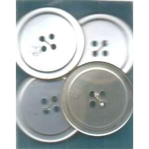  Four White One Inch Buttons, Made in Japan Everything 