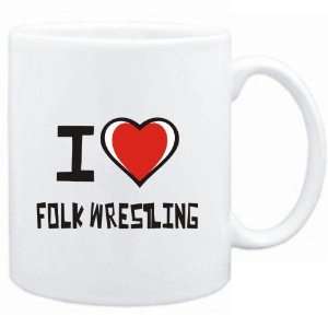  Mug White I love Folk Wrestling  Sports Sports 