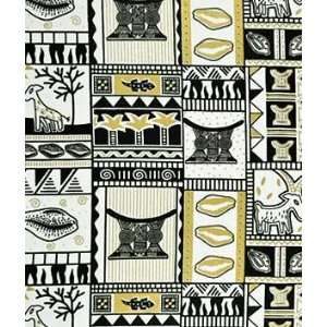  African Fancy Print Hieroglyphs On White Fabric Arts 