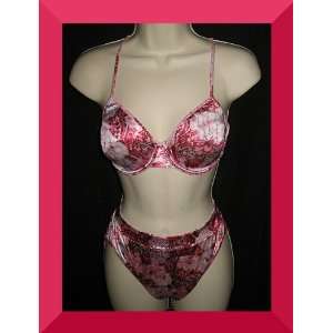  Victorias Secret Floral Red Second Skin Satin 36C Bra 
