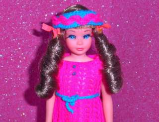 Vintage Mod 1969 Barbie TNT Skipper Knit Bit Outfit  