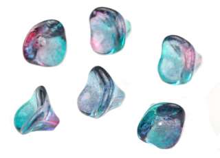 12 Pink / Blue Three Petal Czech Glass Flower Beads 12MM  