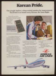 1978 Korean Airlines Air Lines stewardess 747 plane ad  