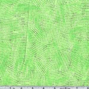   FUNdamentals Newsprint Lime Fabric By The Yard Arts, Crafts & Sewing
