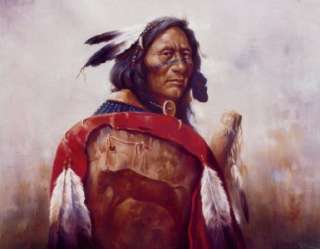 RED BUFFALO SHIELD 10x8 In Native American Theme Print  