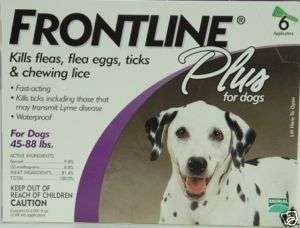 Frontline Plus for dogs 45   88 lb 6 month Box 712542174094  