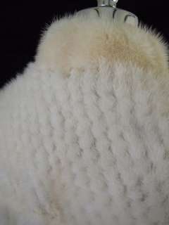 Vtg White Ivory MINK Fur STRIPES + DOT Short Dress Car COAT Jacket 