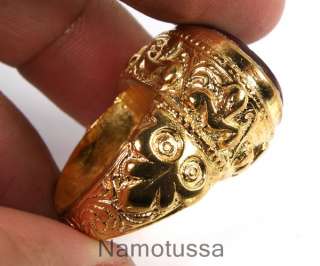 ATTRACT AFGHAN VINTAGE ETHNIC INTAGLIO ARABIC GOLD PLATED RING SIZE 7 