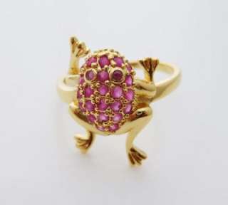 24K Gold Plated Red Frog Cocktail Ring Jewellry 8#  
