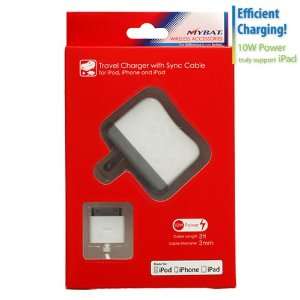 Travel Charger with Sync Cable for iPod, iPhone and iPad+free stylus 
