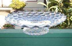 FOSTORIA Glass AMERICAN Huge 16 inch PEDESTAL Flat Fruit Bowl Tray 
