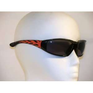  UV 400 Sunglasses Black Frame Orange Flame Design UV400 