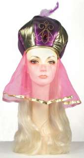 ARAB HEADRESS & WIG BELLY DANCING HEADRESS BLONDE  