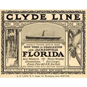 1900 Ad Cruise Line William P Clyde Company Florida Steamship Sail 