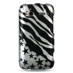  VMG HTC Sensation Design Case   Silver Black Zebra Stars 
