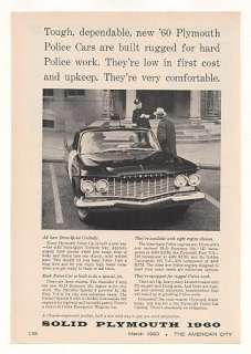 1960 Plymouth Police Car Photo Print Ad  