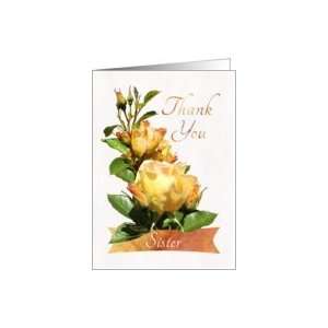 Sister Golden Rose Thank You Card