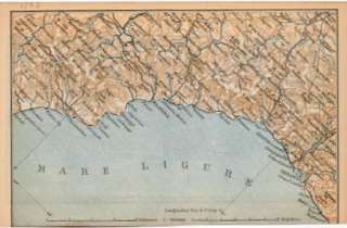 Italy Map Coast Mare Ligure Genoa Spezia Savona 1889  