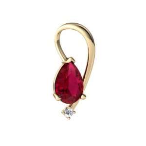  14K Yellow Gold Pear Created Ruby Pendant Jewelry
