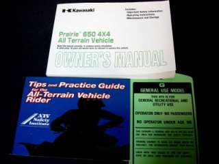 Kawasaki 2003 Prairie 650 4x4 ATV New Owners Manual  