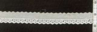 14Yds Cotton EYELET LACE TRIM 1 Wide MW S Dia Ivory  
