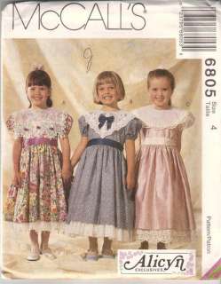 6805 McCalls Pattern, SZ 4, Childrens & Girls Dress, Collar 