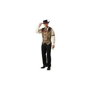 card sharks costume includes A maroon/gold button front paisley vest 