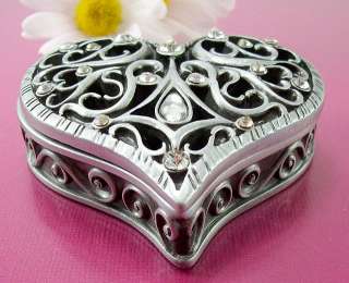 HEART Rhinestone Wedding Coin Trinket Box Set ARRAS  