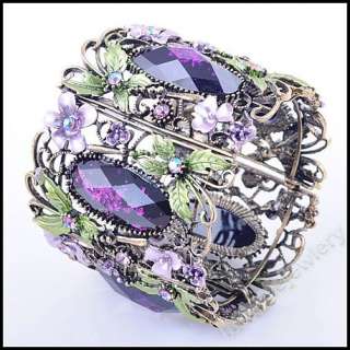 wholesale 6pcs Vintage Rhinestone Resin Cuff Bracelets  