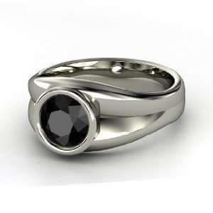  Akira Ring, Round Black Diamond 14K White Gold Ring 