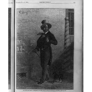  Well dressed African American with top hat,cane,1875