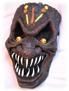   HALLOWEEN Party SCARY Dark Brown WARRIOR FACE MASK White Teeth  