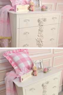Shabby French Cottage Chic White Bedroom Dresser Highboy 5 Drawers 