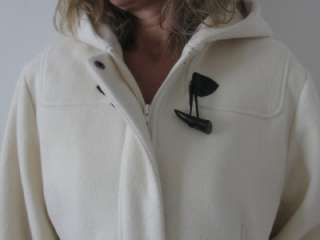   REFLECTIONS LADIES WINTER WHITE IVORY CREME HOODED WOOL COAT JACKET~L