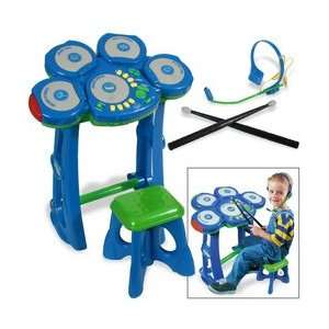    Lite Up Sing Along Electronic Drum Set with Stool Toys & Games