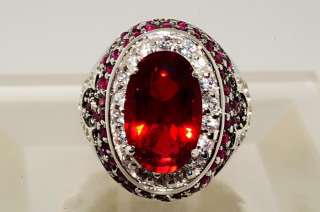 500 10.01CT OVAL,ROUND CUT RUBY & WHITE TOPAZ RING SIZE 7  