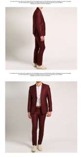   mens Casual slim fit 2 Button WINE suits (cropped pants) 34~40R no.670