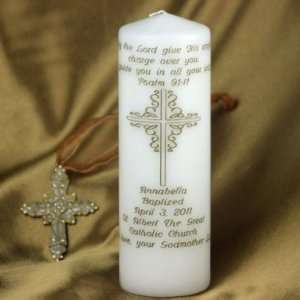    Decorative Cross Baptism Candle   20 Verses