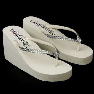   Crystalized Bridal Flip Flops for Wedding Reception