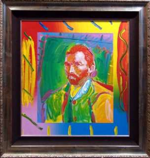 Peter Max VAN GOUGH Acrylic canvas with Custom Frame HAND SIGNED MAKE 