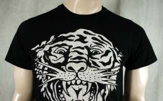 ED Hardy Mens Platinum New Tiger T shirt Stones Black  