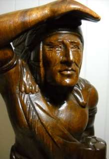 TOBACCO STORE COUNTER SOLID WOOD STANDING INDIAN CHIEF DISPLAY FIGURE 