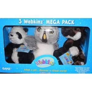  3 Webkinz Mega Pack   Panda, Owl, Horse   Virtual World 