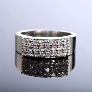 Xmas Gift White Topaz Stone Gold GP Jewelry Fashion Ring Size 7/O 