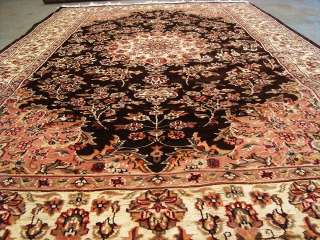 BROWN DELIGHT FIN HAND KNOTTED RUG CARPET SILK WOOL 8X5  