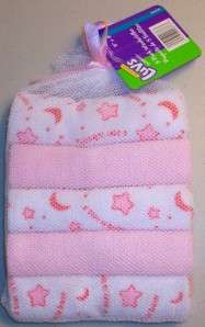 Pack of 5 Baby Girl Washcloths. A STAR IS BORN Pink  