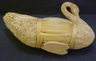 Swan handmade sugarcane wood carving figurine statue  