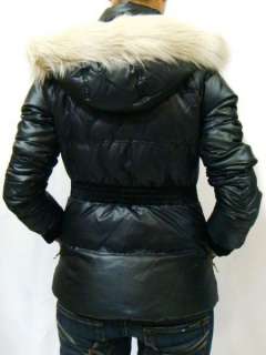 NWTJUICY COUTURE BLACK FAUX FUR HOODED SHIMMER DOWN PUFFER WINTER 